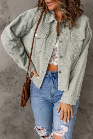 Corduroy Flap Pockets Cropped Jacket