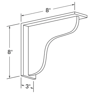 Countertop Support Molding Bar Bracket Milan Slate 3 in. width 8 in. height 8 in. depth