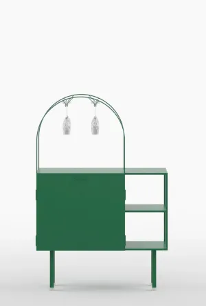 Curio Modern Minimalist Metal Bar Cabinet in Emerald Green Colour