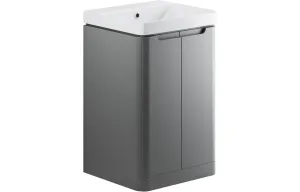 Curve 500mm Floor Standing Vanity And Ceramic Basin Matt Grey