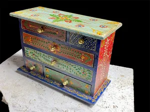 Decorative Painted Cabinet With Six Drawers