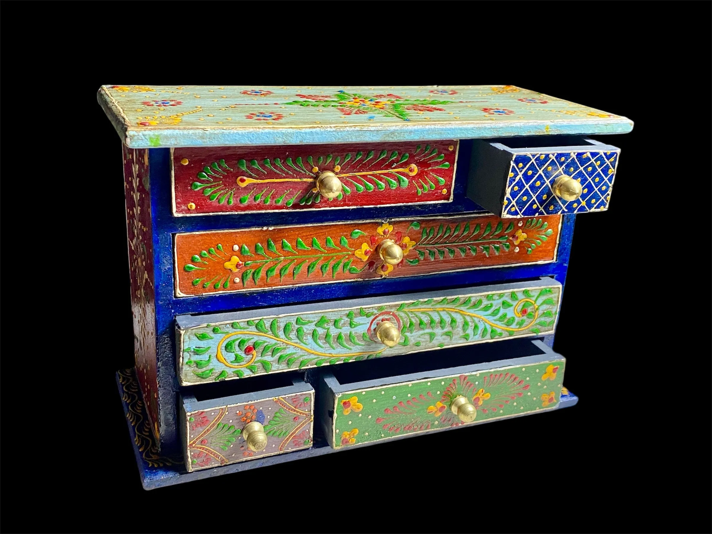 Decorative Painted Cabinet With Six Drawers