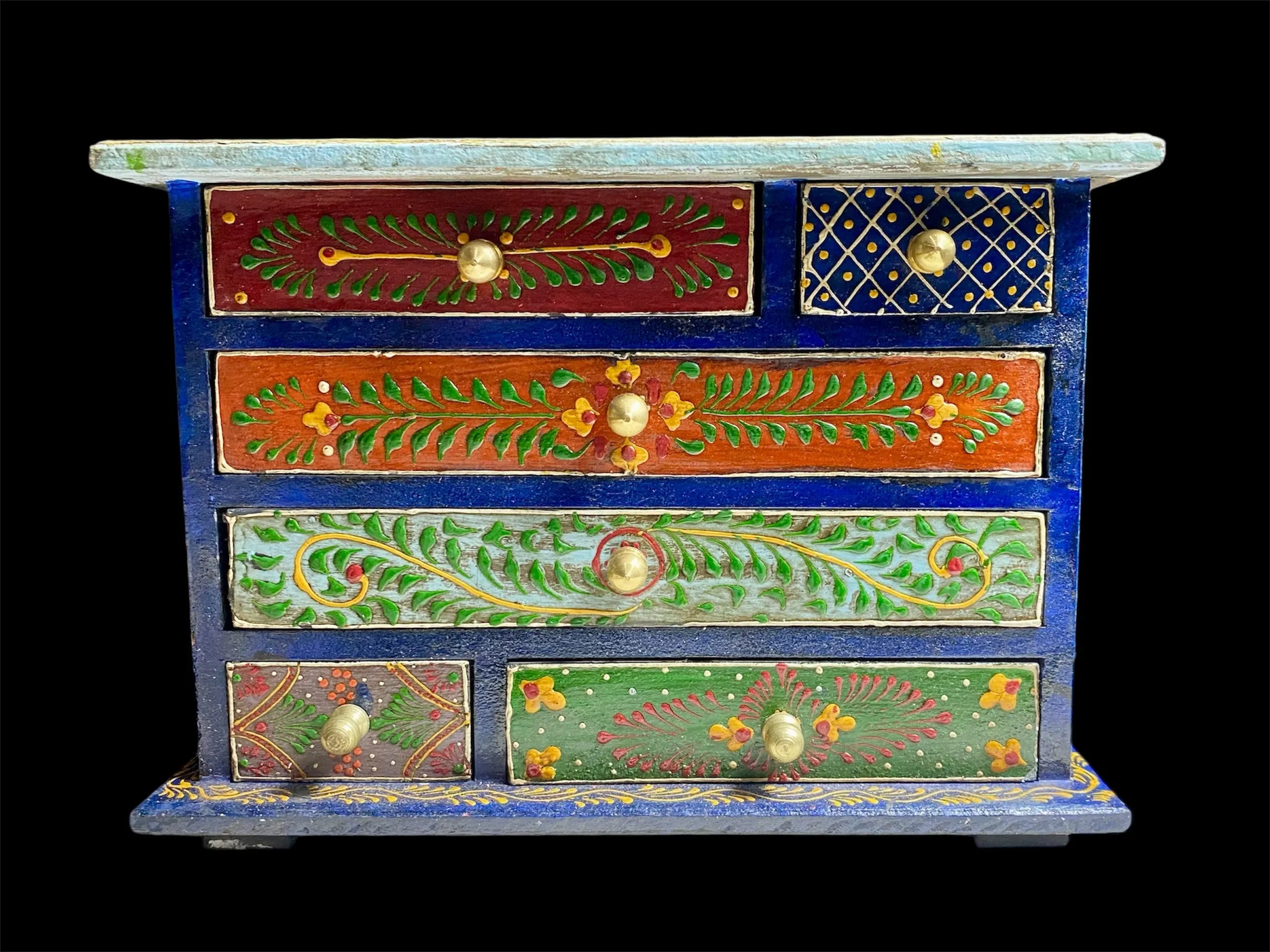 Decorative Painted Cabinet With Six Drawers