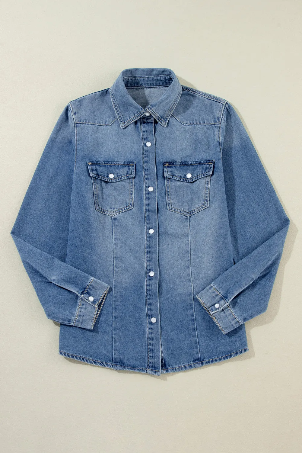 Denim Flap Pockets Buttoned Shirt