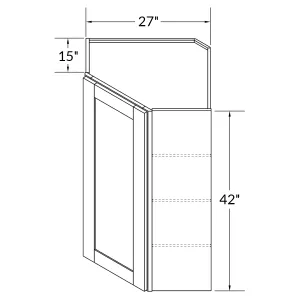 Diagonal Corner Kitchen Cabinet DC2742 Shaker Toffee 27 in. width 42 in. height 15 in. depth