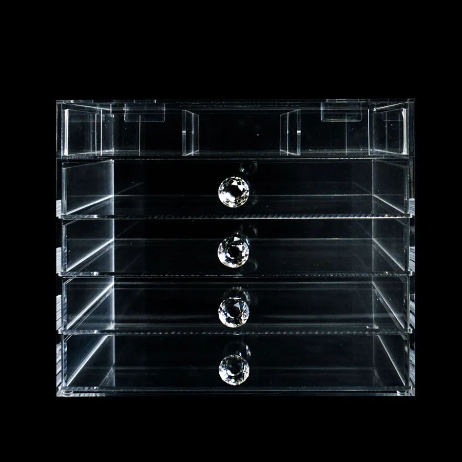 Diamond Collection 5-Tier Acrylic Makeup Organizer with Flip Top