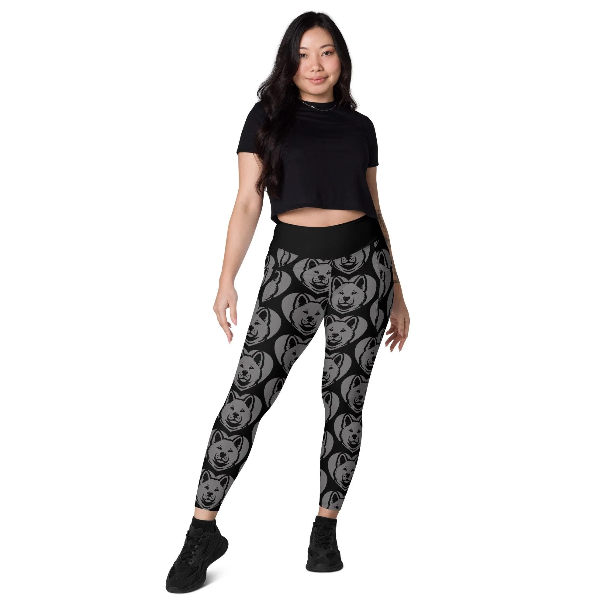 DOG BREED LEGGINGS with pockets - AKITA - HERTTAHOUND - grey