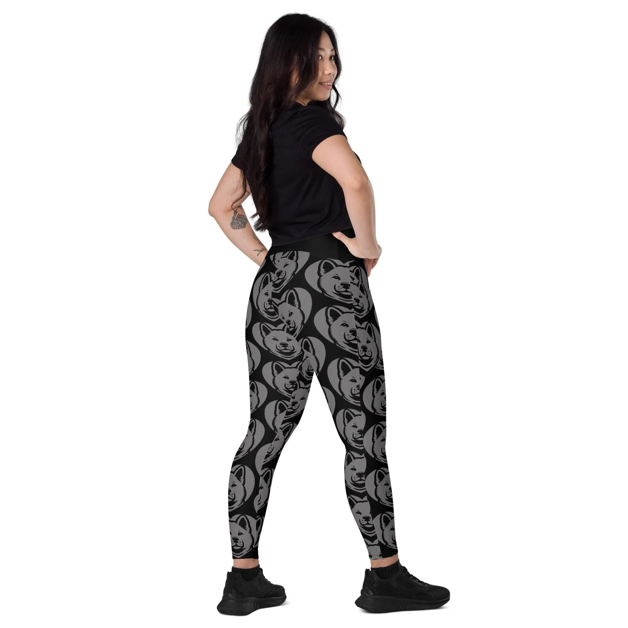 DOG BREED LEGGINGS with pockets - AKITA - HERTTAHOUND - grey