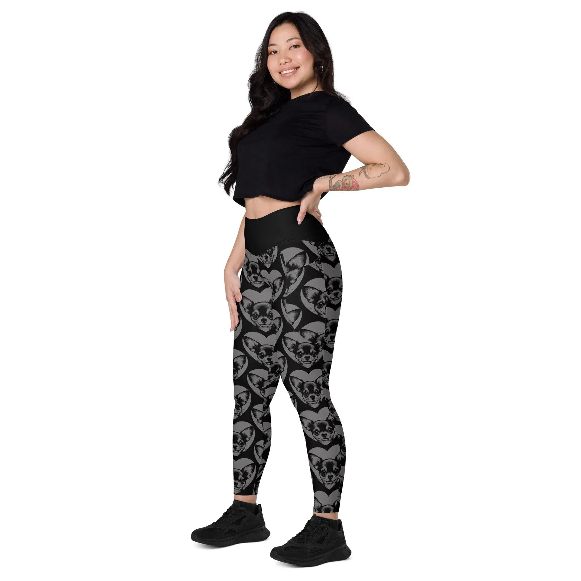 DOG BREED LEGGINGS with pockets - CHIHUAHUA - HERTTAHOUND - grey