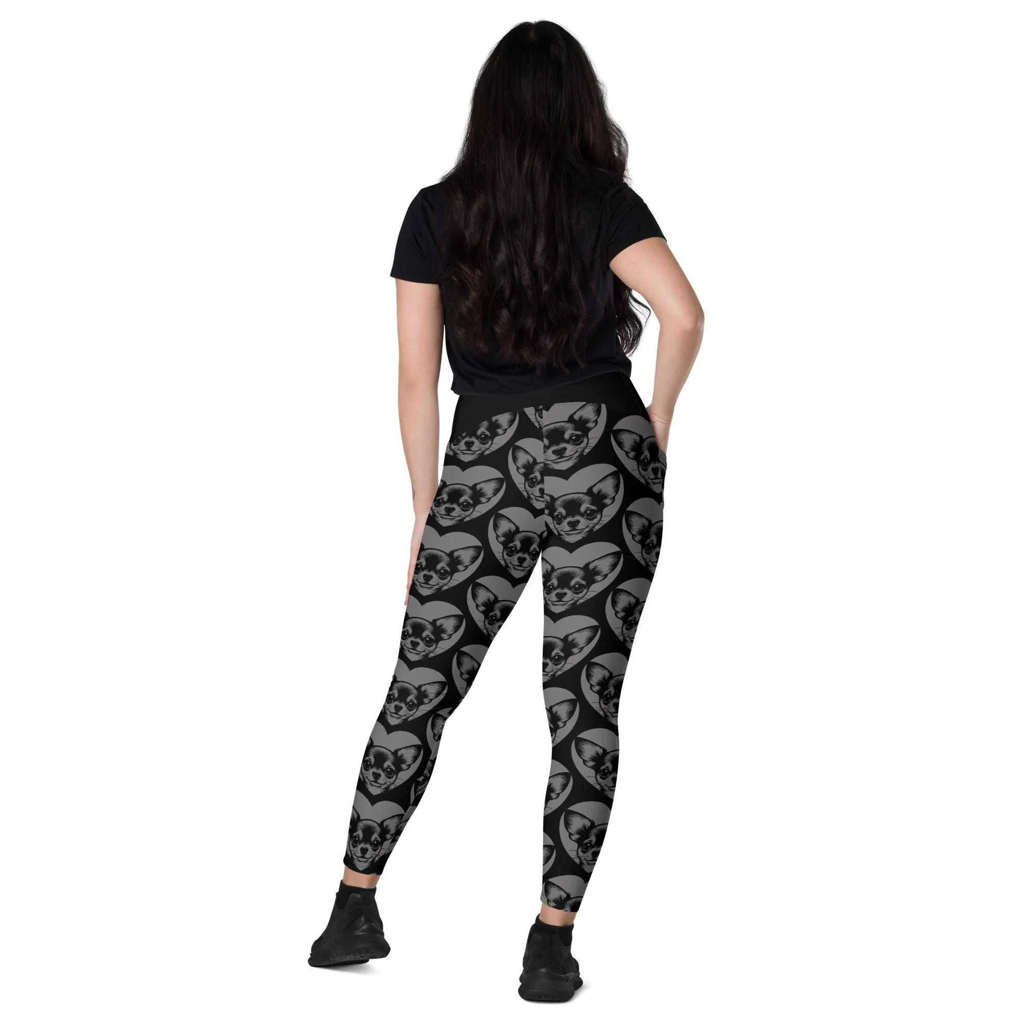 DOG BREED LEGGINGS with pockets - CHIHUAHUA - HERTTAHOUND - grey