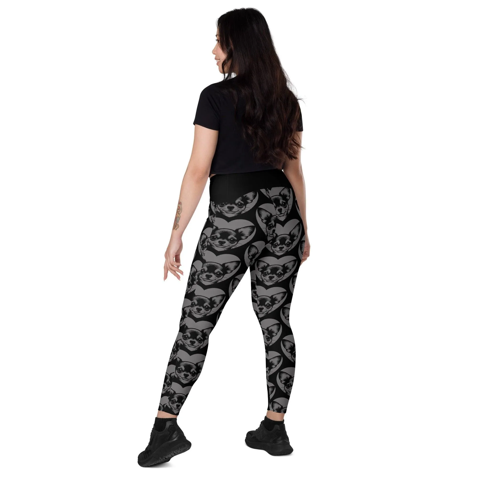 DOG BREED LEGGINGS with pockets - CHIHUAHUA - HERTTAHOUND - grey