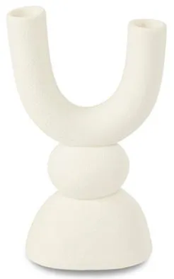 Double Candle Holder Matte White 21cm