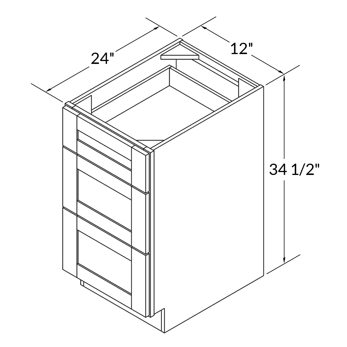 Drawer Base Kitchen Cabinet DB12 Milan Pearl 12 in. width 34.5 in. height 24 in. depth