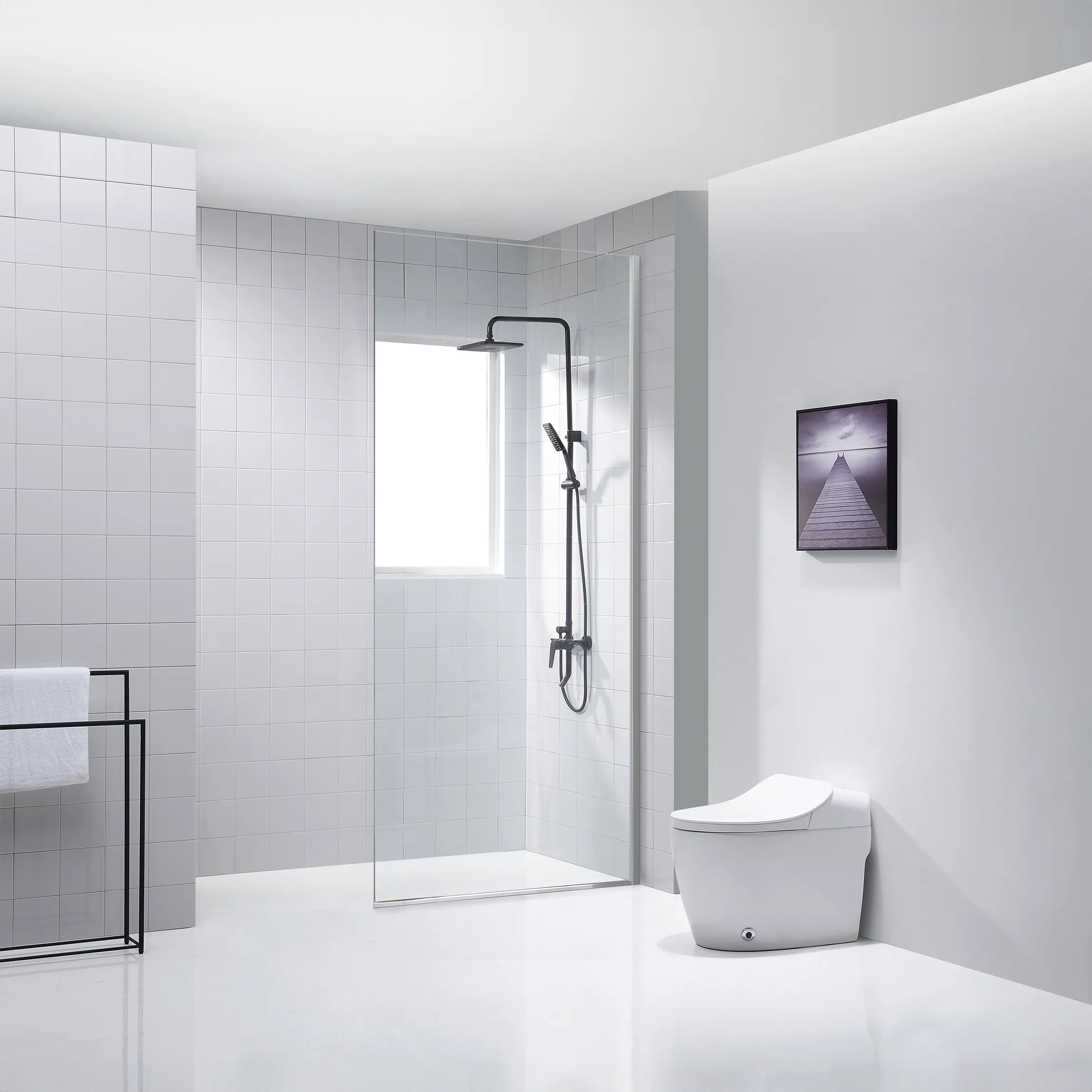 Dreamwerks 32"W x 79"H Frameless Fixed Shower Door in Chrome - Available in Clear or Frosted Glass