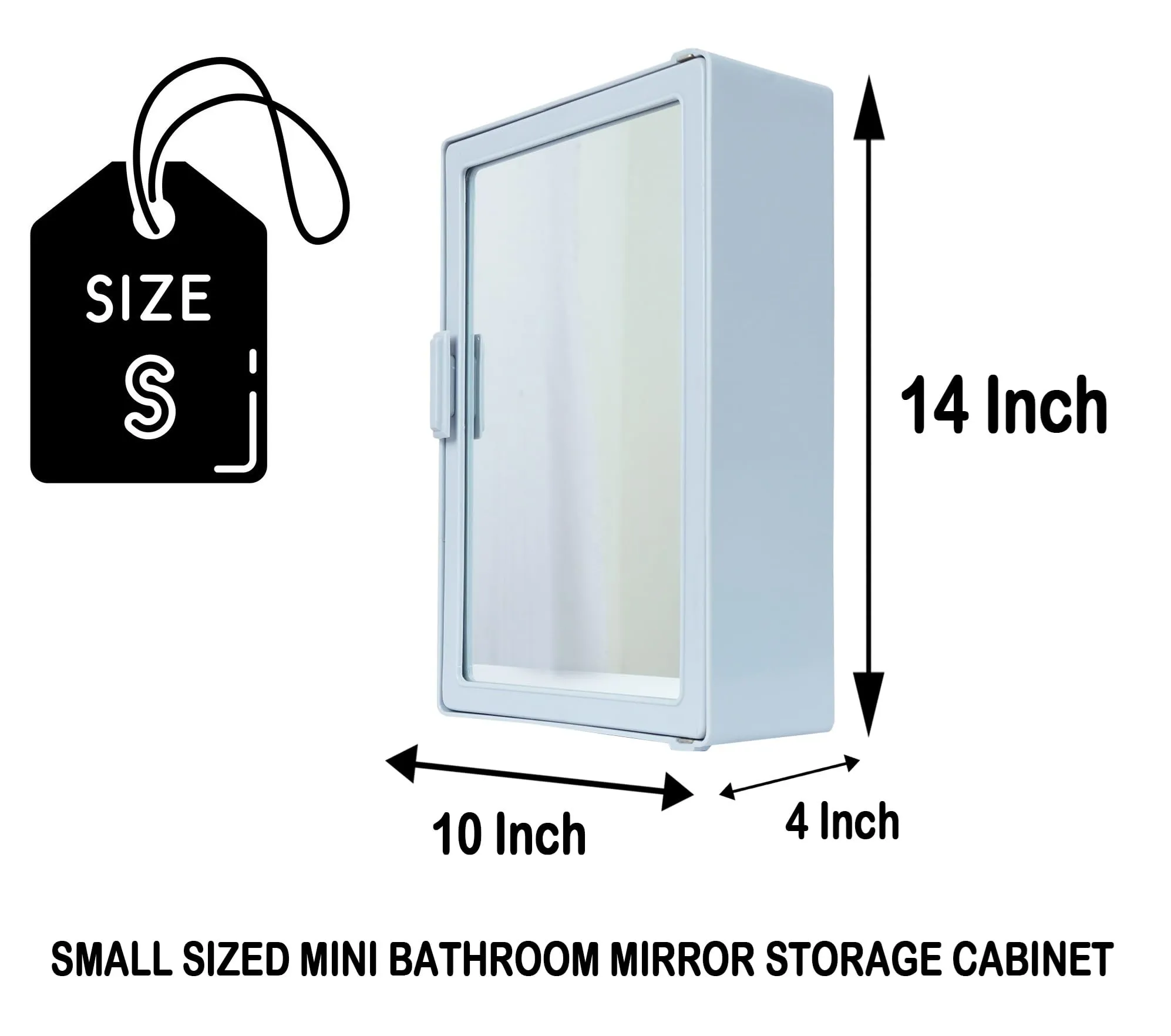 Epraiser Plastic Small Size Mini Mulituse Multi Storage Wall Cabinet with Mirror for Bathroom Kitchen Washbasin Dressing Unit Makeup Beauty Medicine toiletries Organiser Box Cupboard (Metallic Grey)