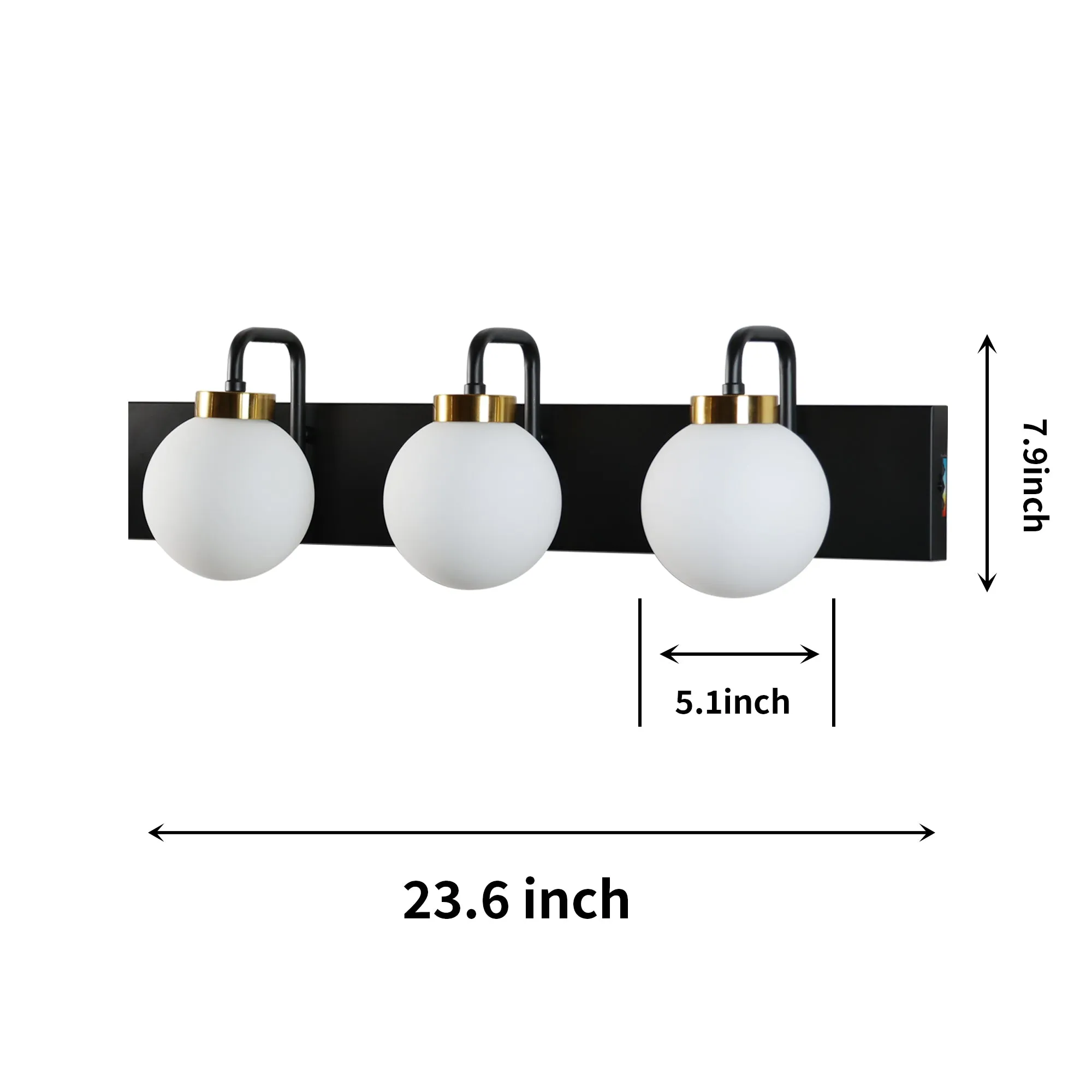 ExBrite 24" 3-Light LED Vanity Light with Dimmable Switch & Tri-Color Temperature