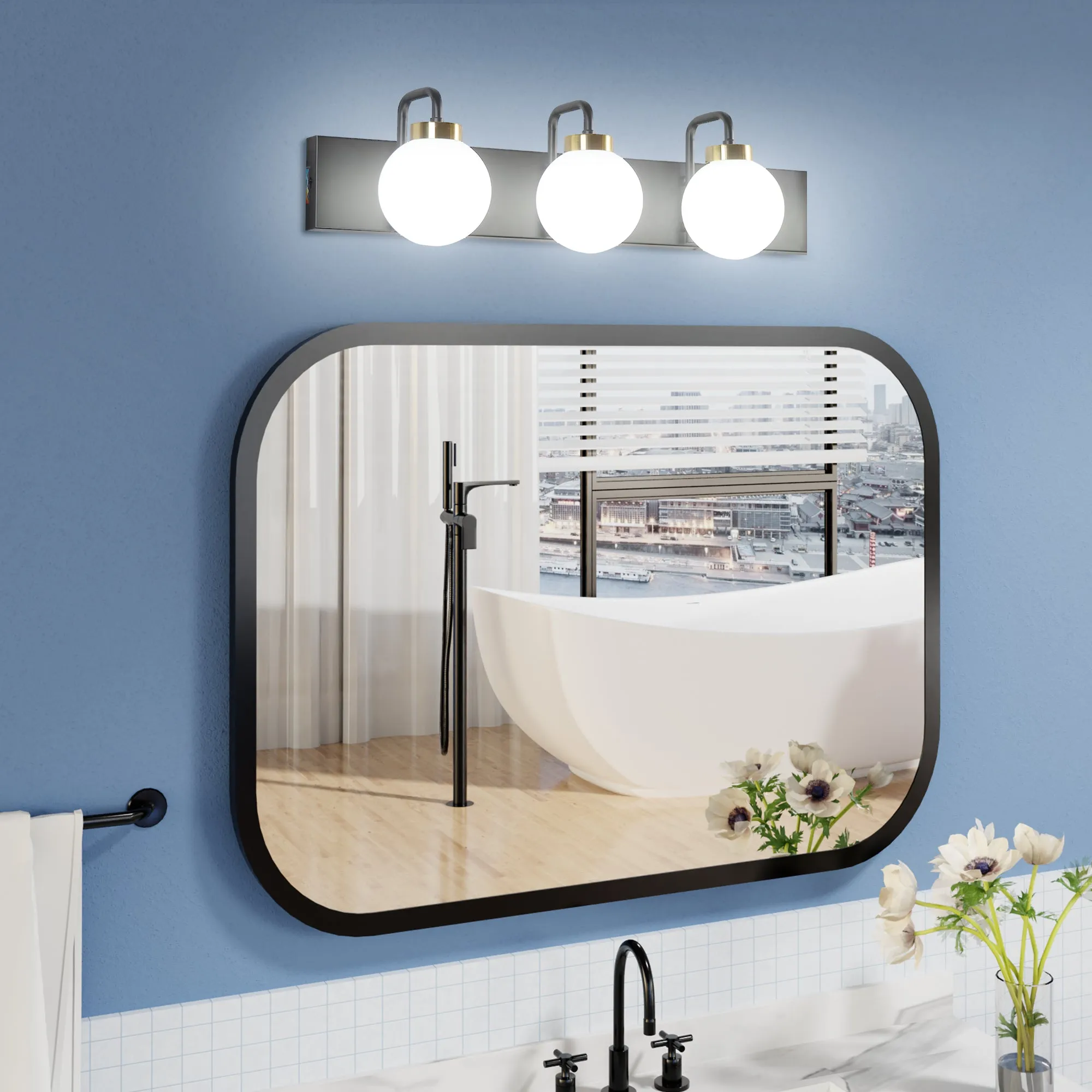 ExBrite 24" 3-Light LED Vanity Light with Dimmable Switch & Tri-Color Temperature