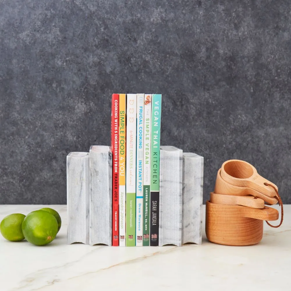 Gray Marble Book Sculpture Bookends