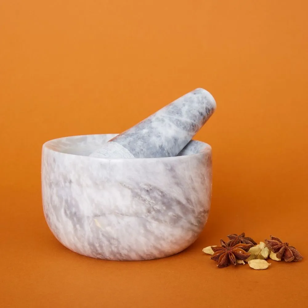 Gray Marble Mortar Pestle