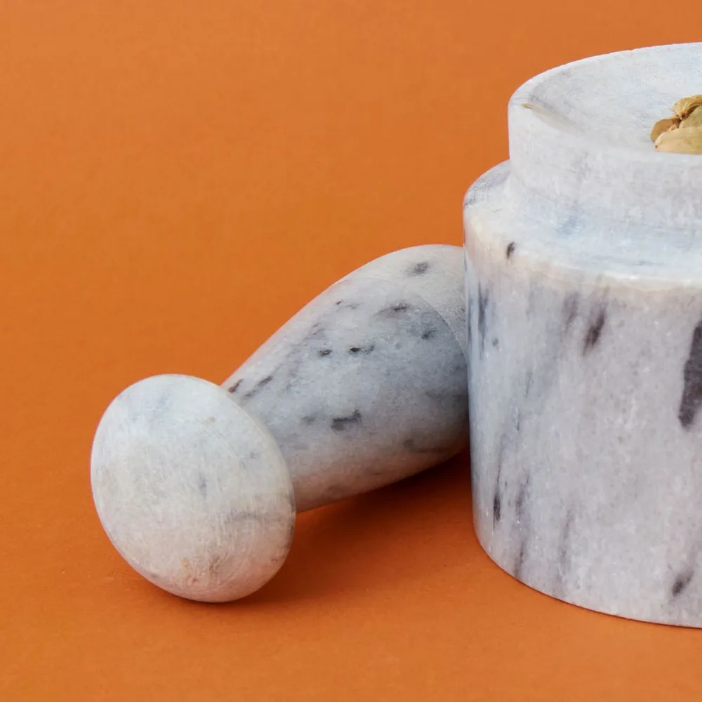 Gray Marble Two Sided Mortar Pestle