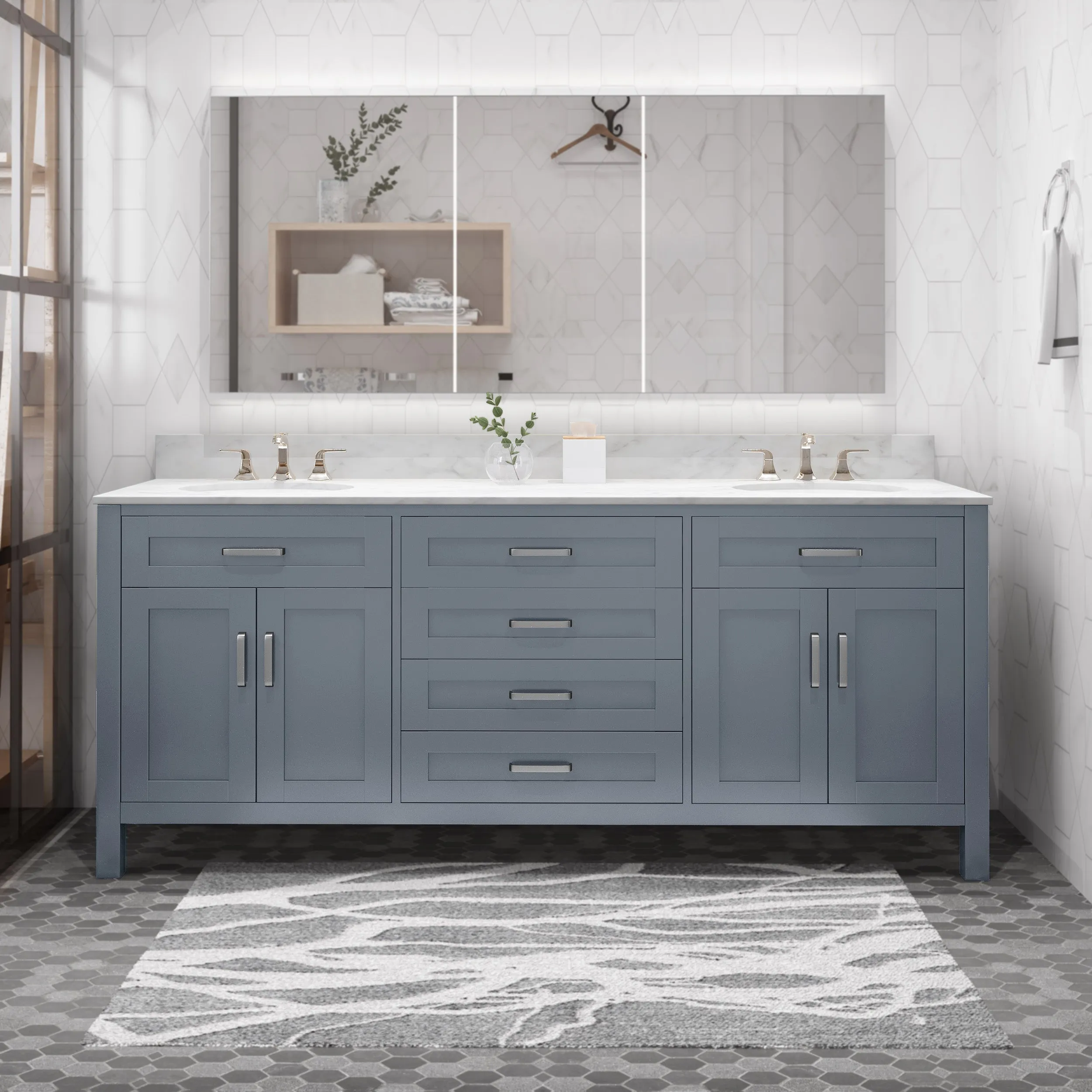 Greeley Contemporary 72" Wood Bathroom Vanity (Counter Top Not Included)