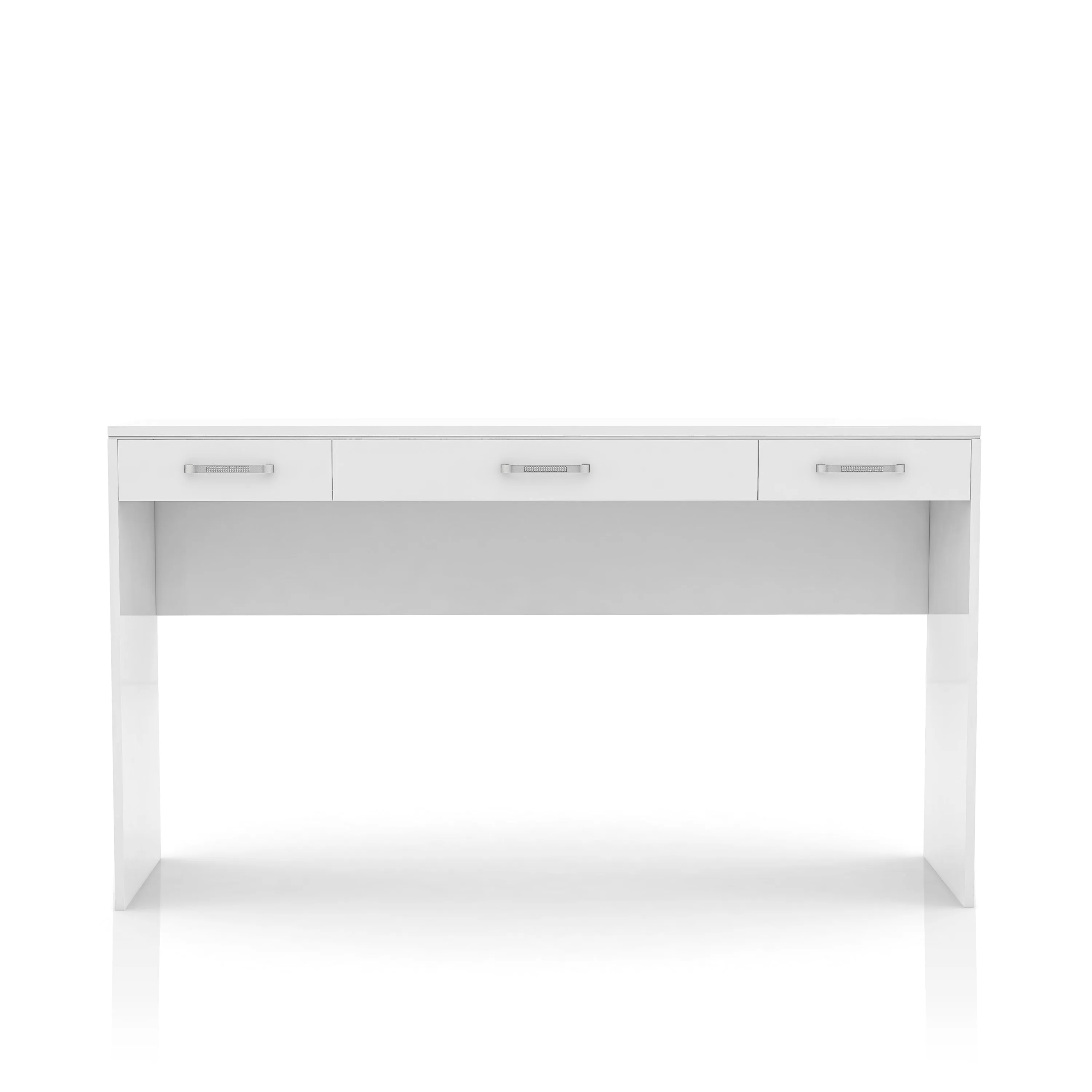 Heermann Glam 64" Luminous White 3-Drawer Vanity Table