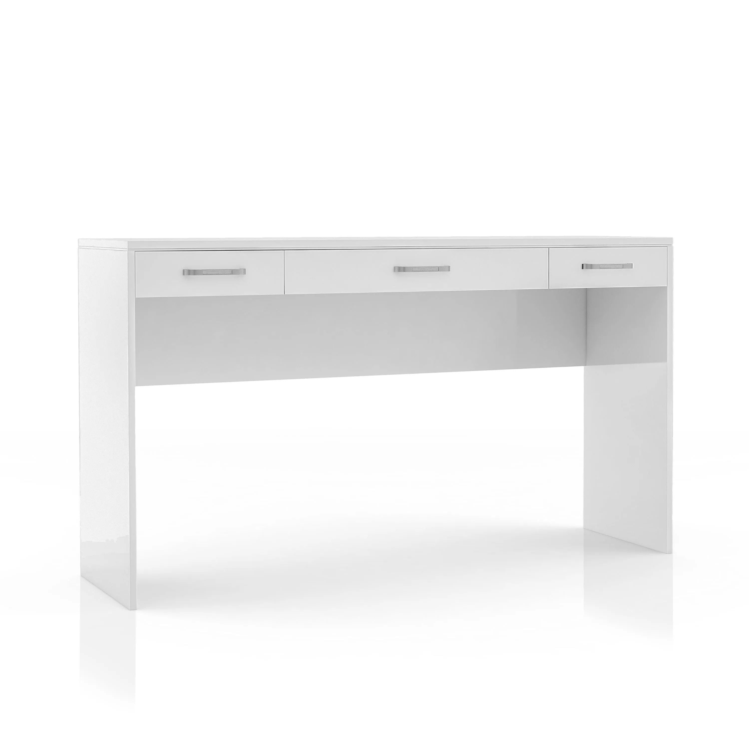 Heermann Glam 64" Luminous White 3-Drawer Vanity Table