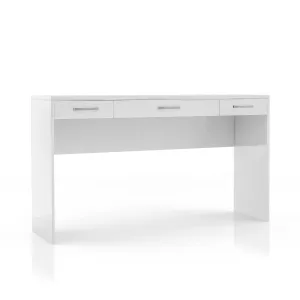 Heermann Glam 64" Luminous White 3-Drawer Vanity Table