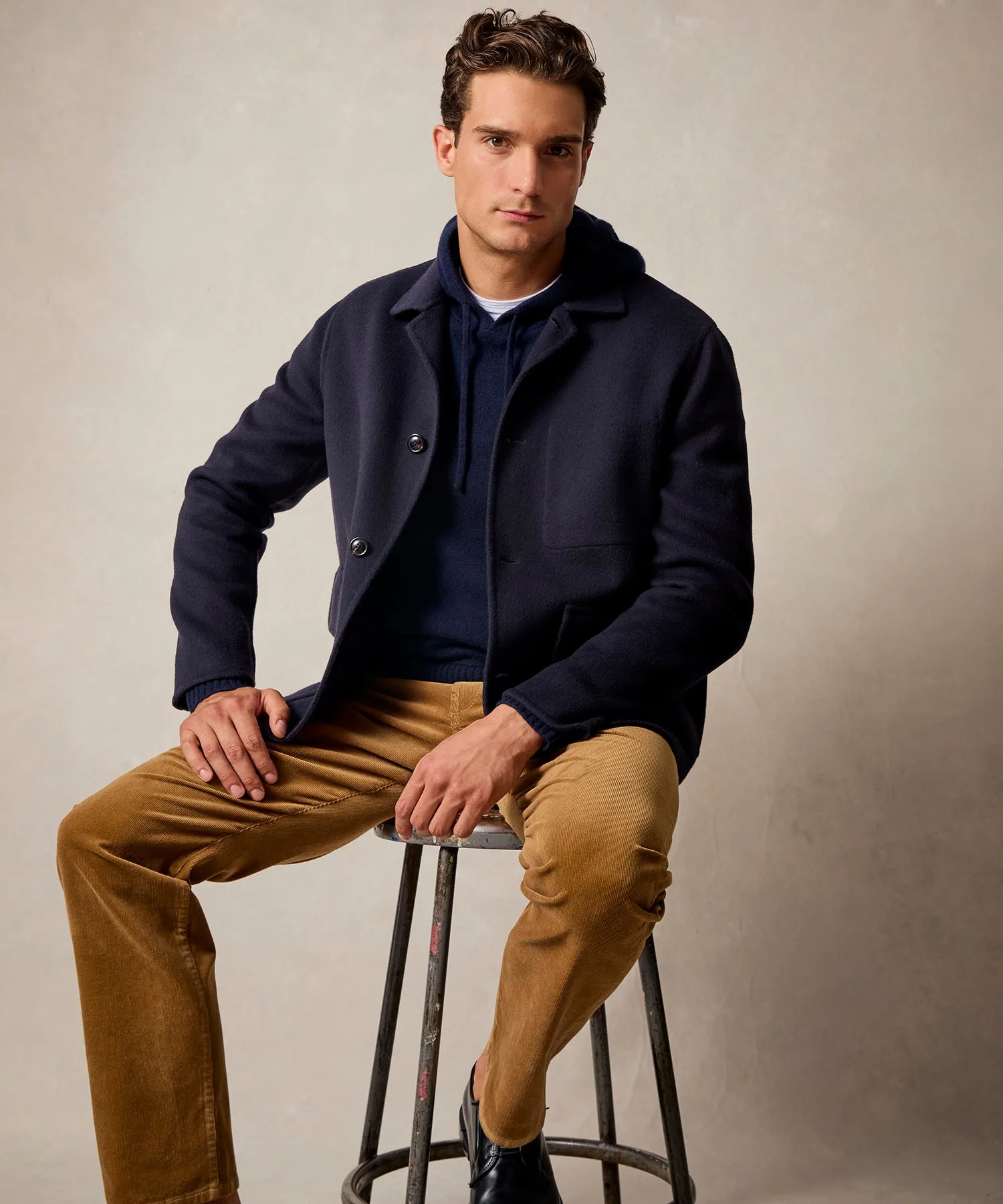 Italian Cashmere Walking Jacket in Navy