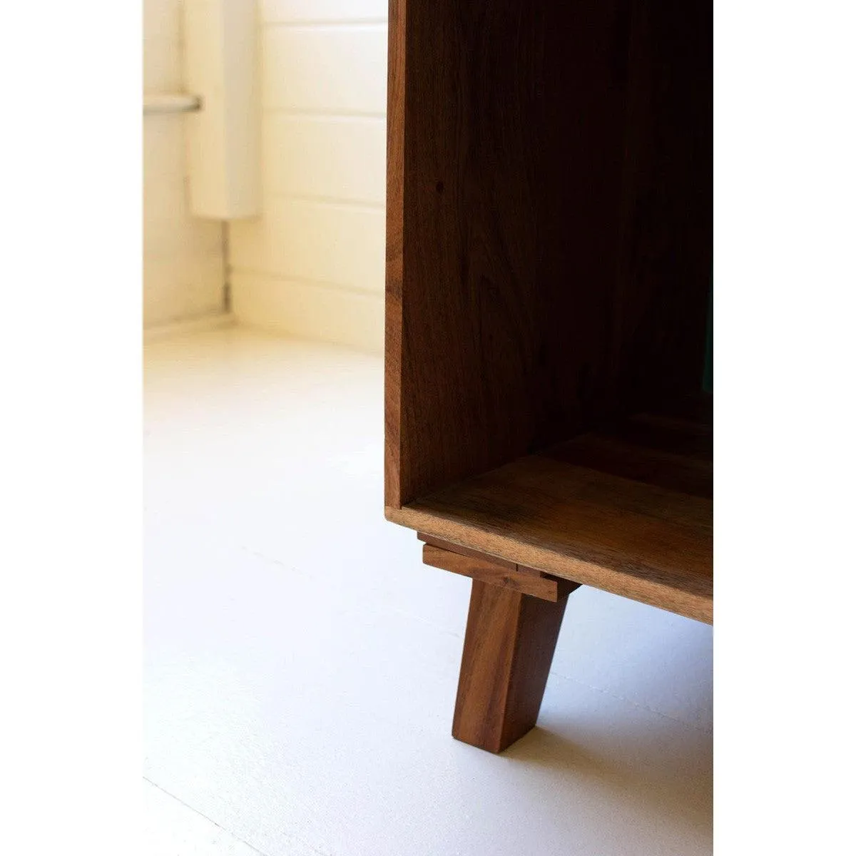 Kalalou - Tall Acacia Wood Cabinet With Two Drawers