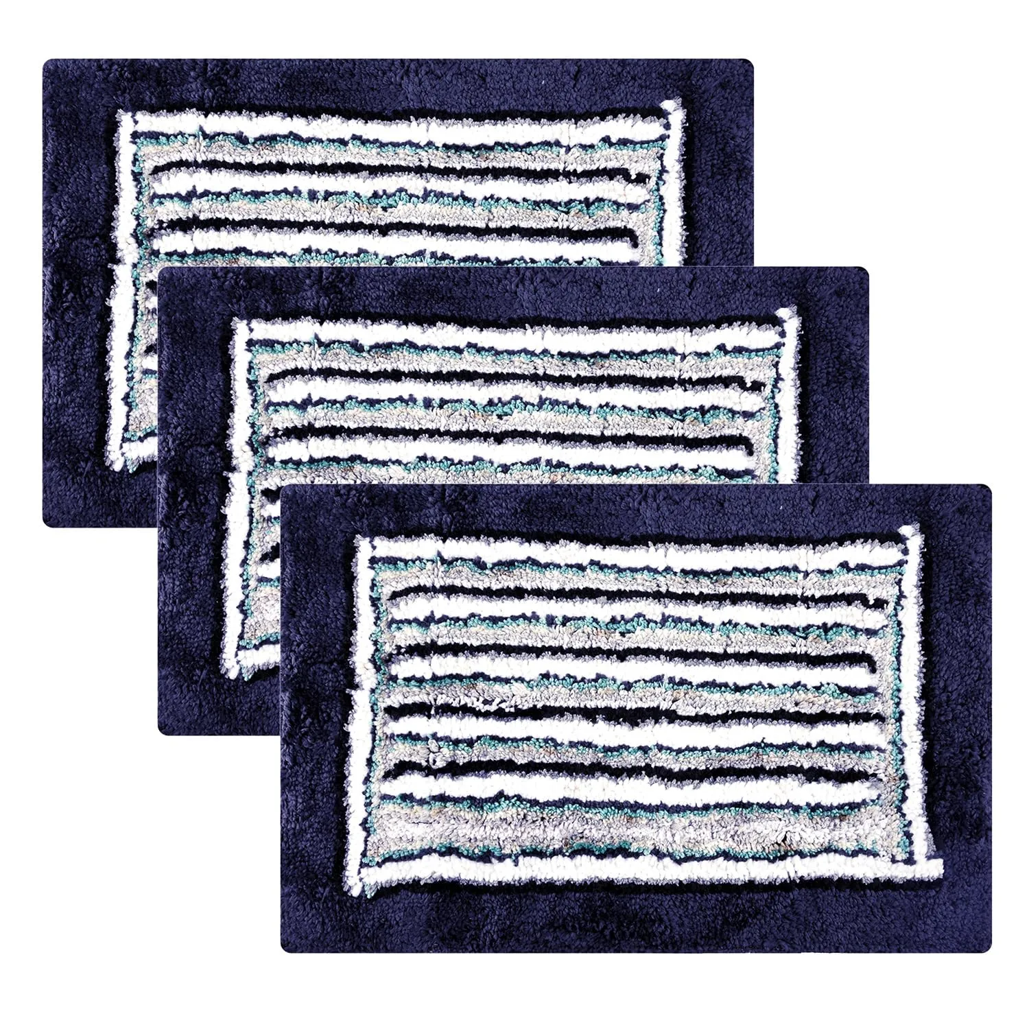 Kuber Industries Door Mat | Dust Trapper Mat | Door Entrance Mat | Anti-Skid Door Mat | Floor Mat for Home Entrance | Micro Border Door Mat | Entryway Door Mat | Pack of 3 | Blue