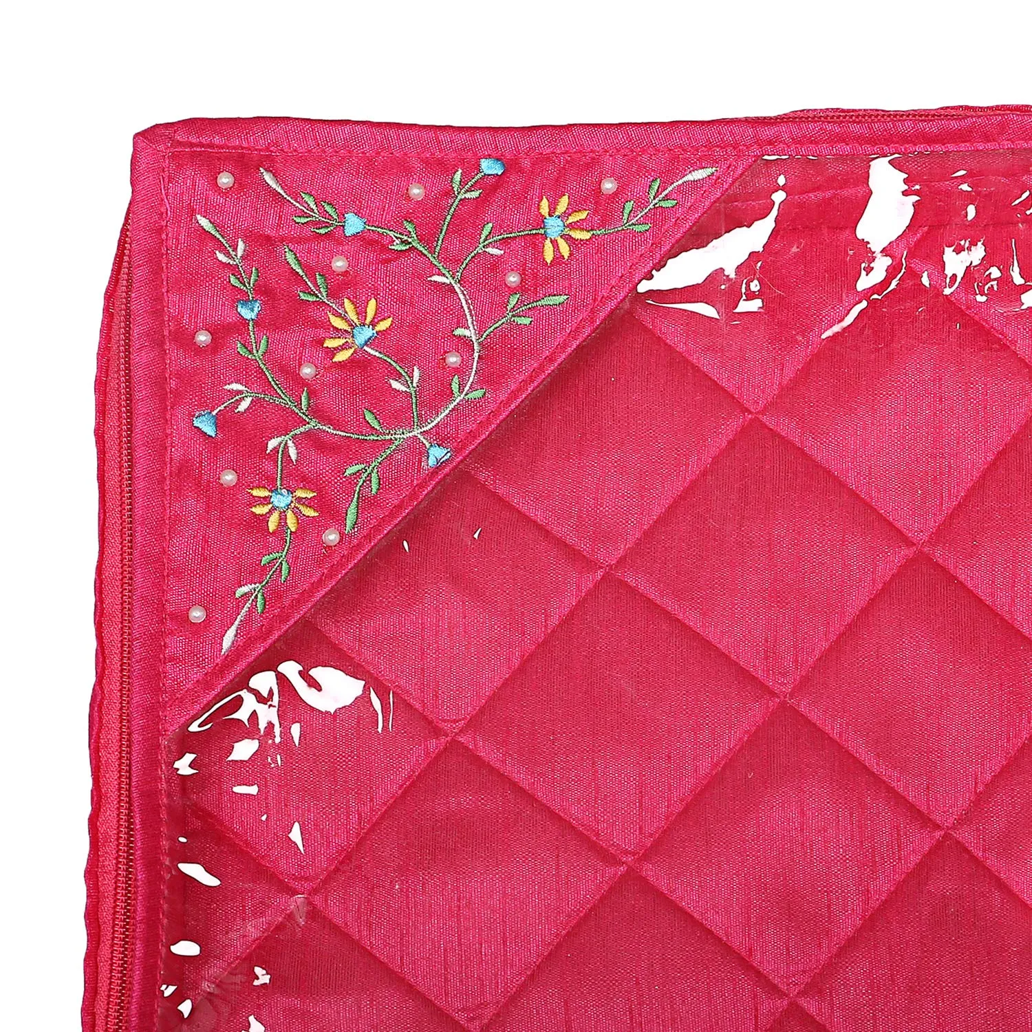 Kuber Industries Silk 4 Pieces Single Packing Saree Cover (Pink)