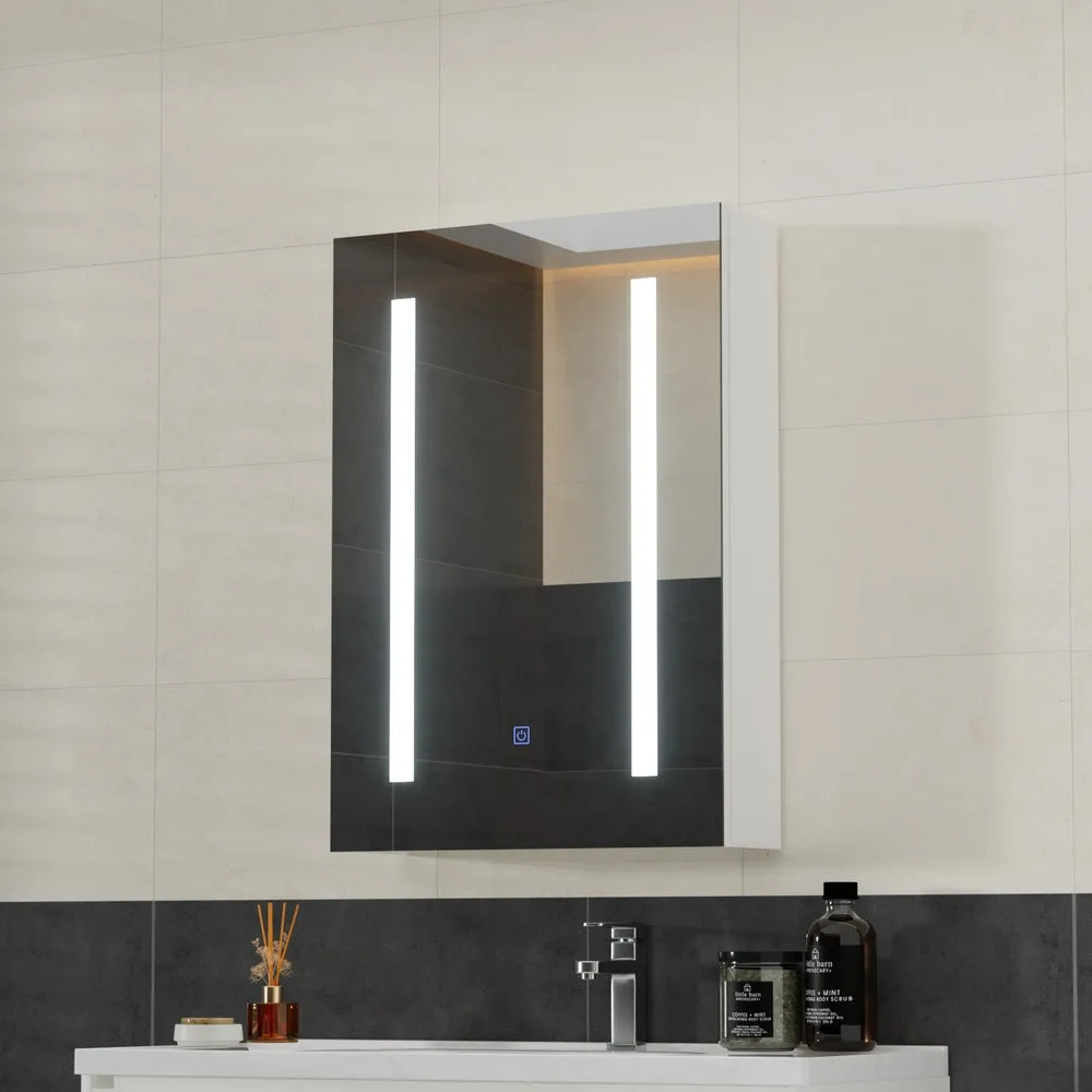 LED Single-Door Bathroom Mirror Cabinet with Touch Switch - Cefito