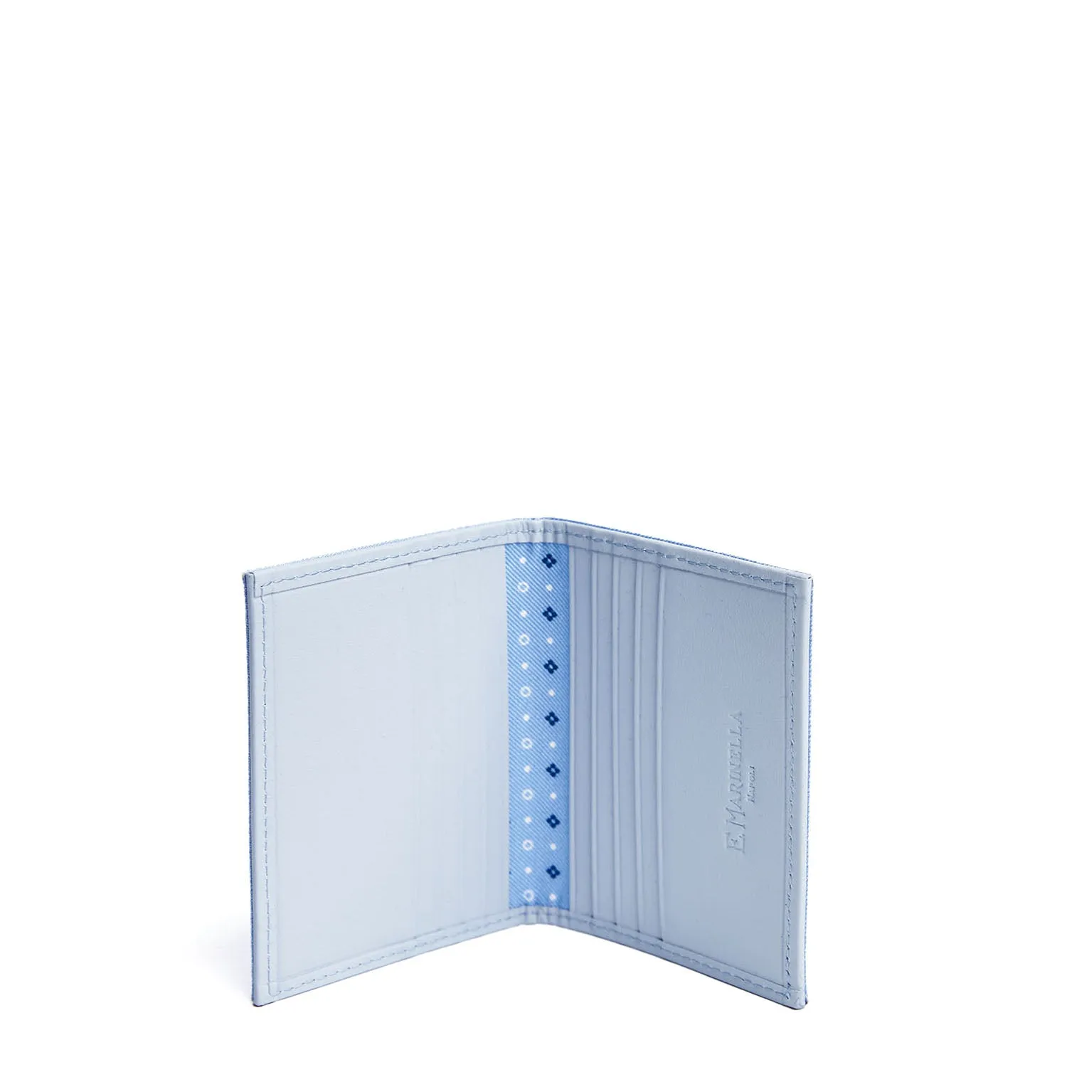 LIGHT BLUE LEATHER FOLDING CARD HOLDER