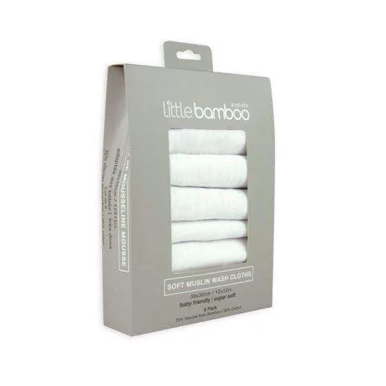 Little Linen Bamboo Muslin 6 Pack- Natural