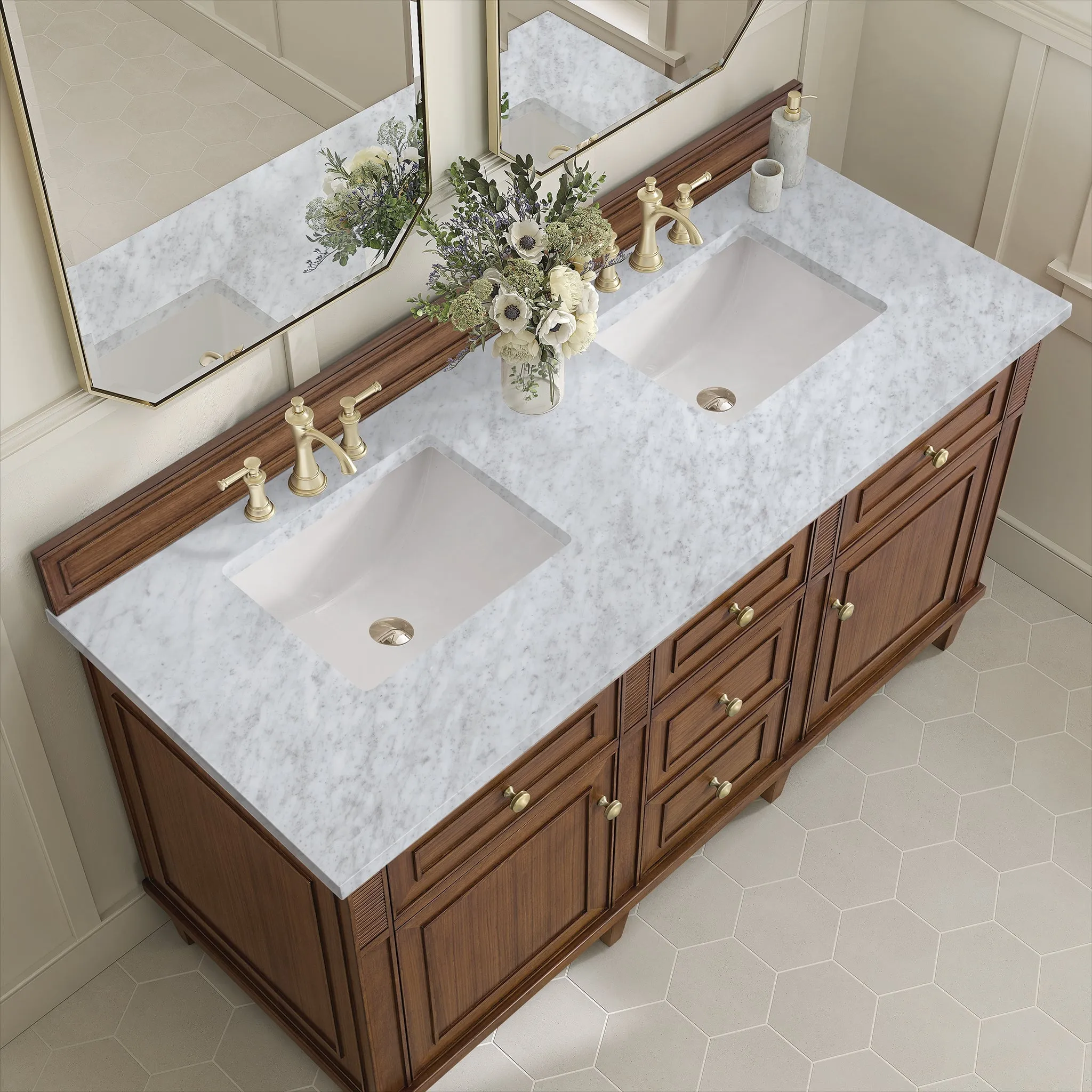 Lorelai 60" Double Vanity in Mid-Century Walnut