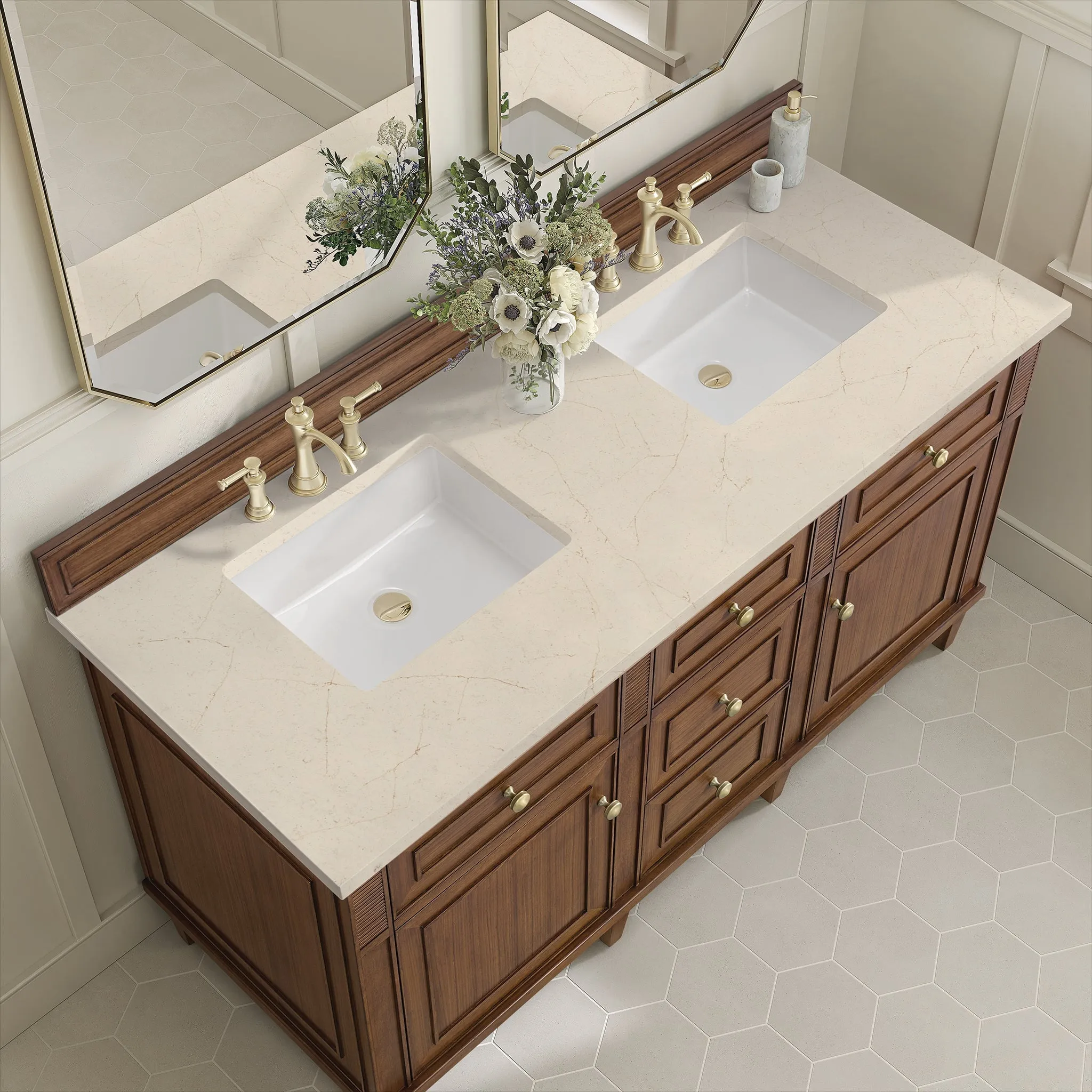 Lorelai 60" Double Vanity in Mid-Century Walnut