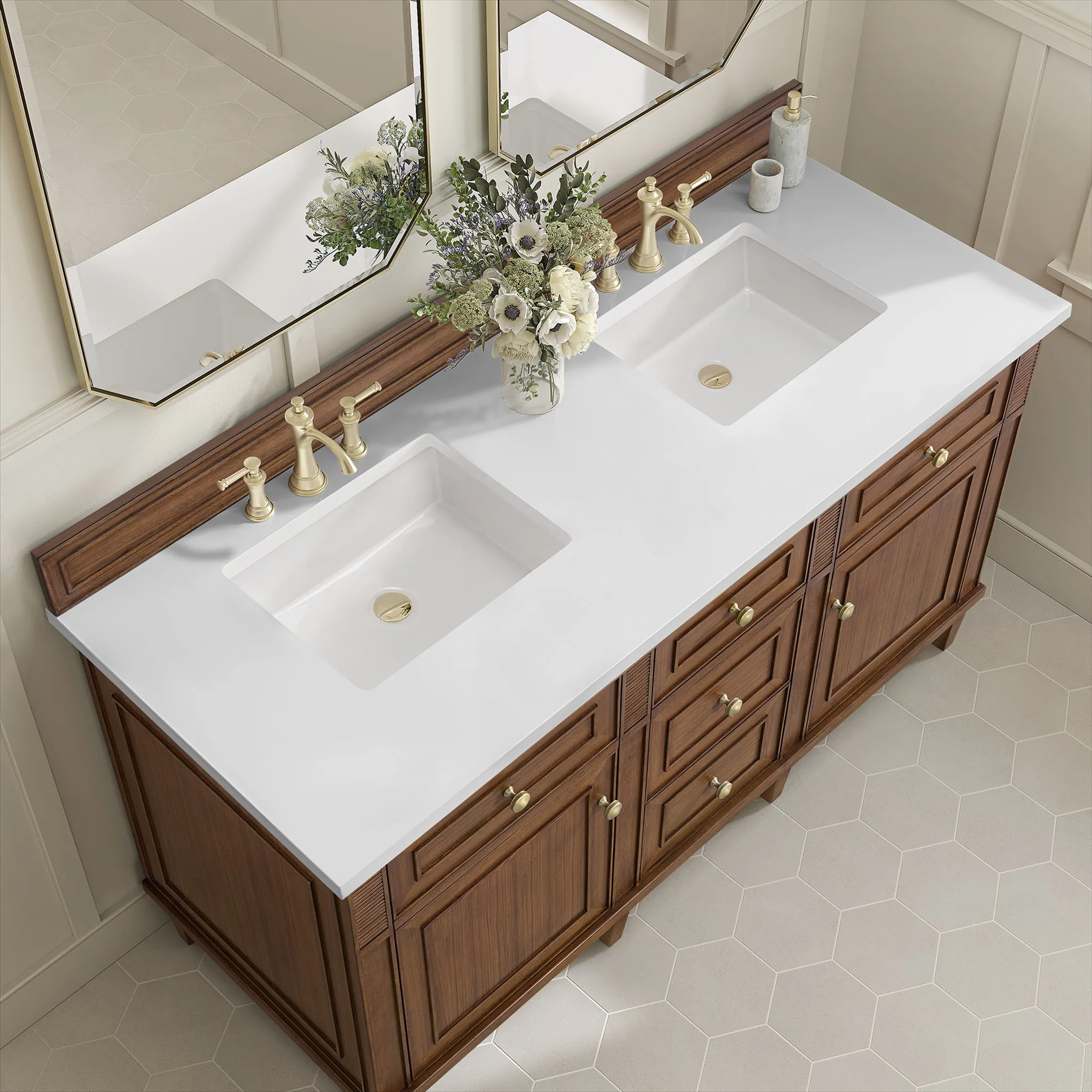 Lorelai 60" Double Vanity in Mid-Century Walnut