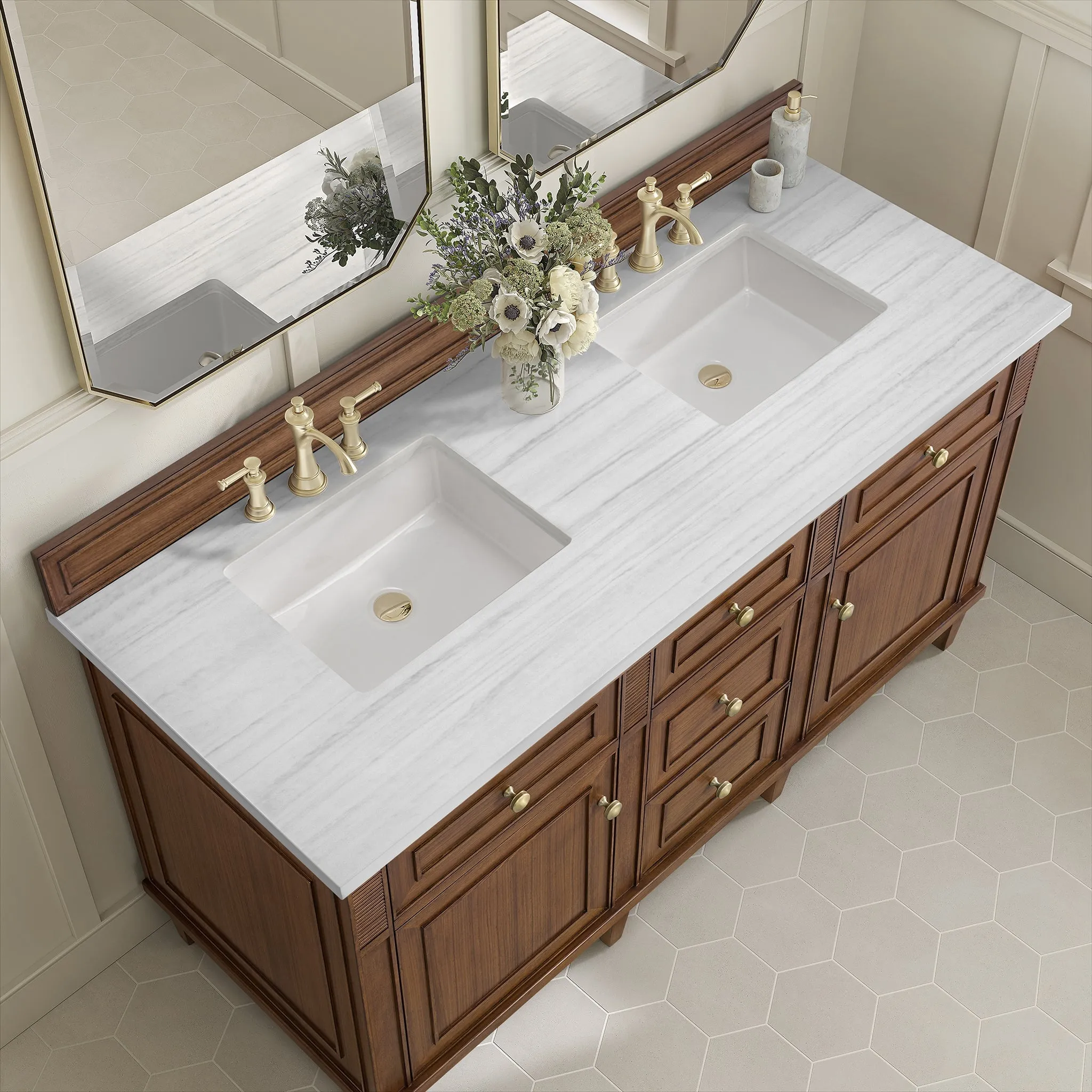 Lorelai 60" Double Vanity in Mid-Century Walnut