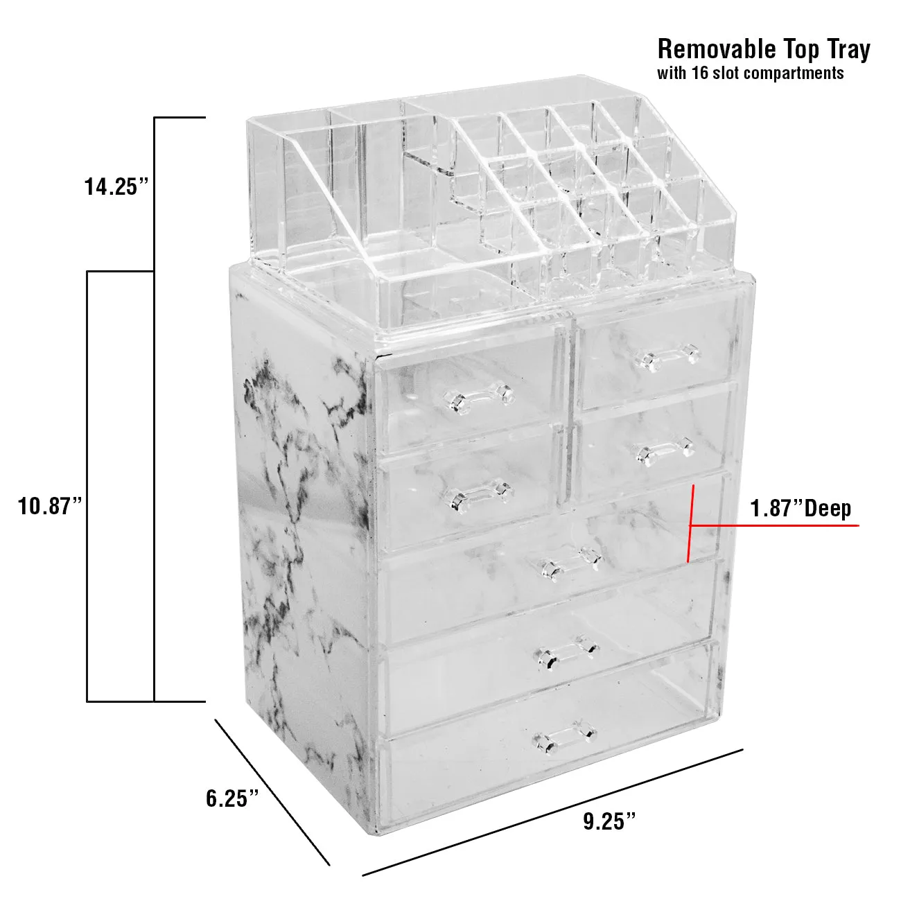 Makeup Organizer Set (7 Drawers Marble)