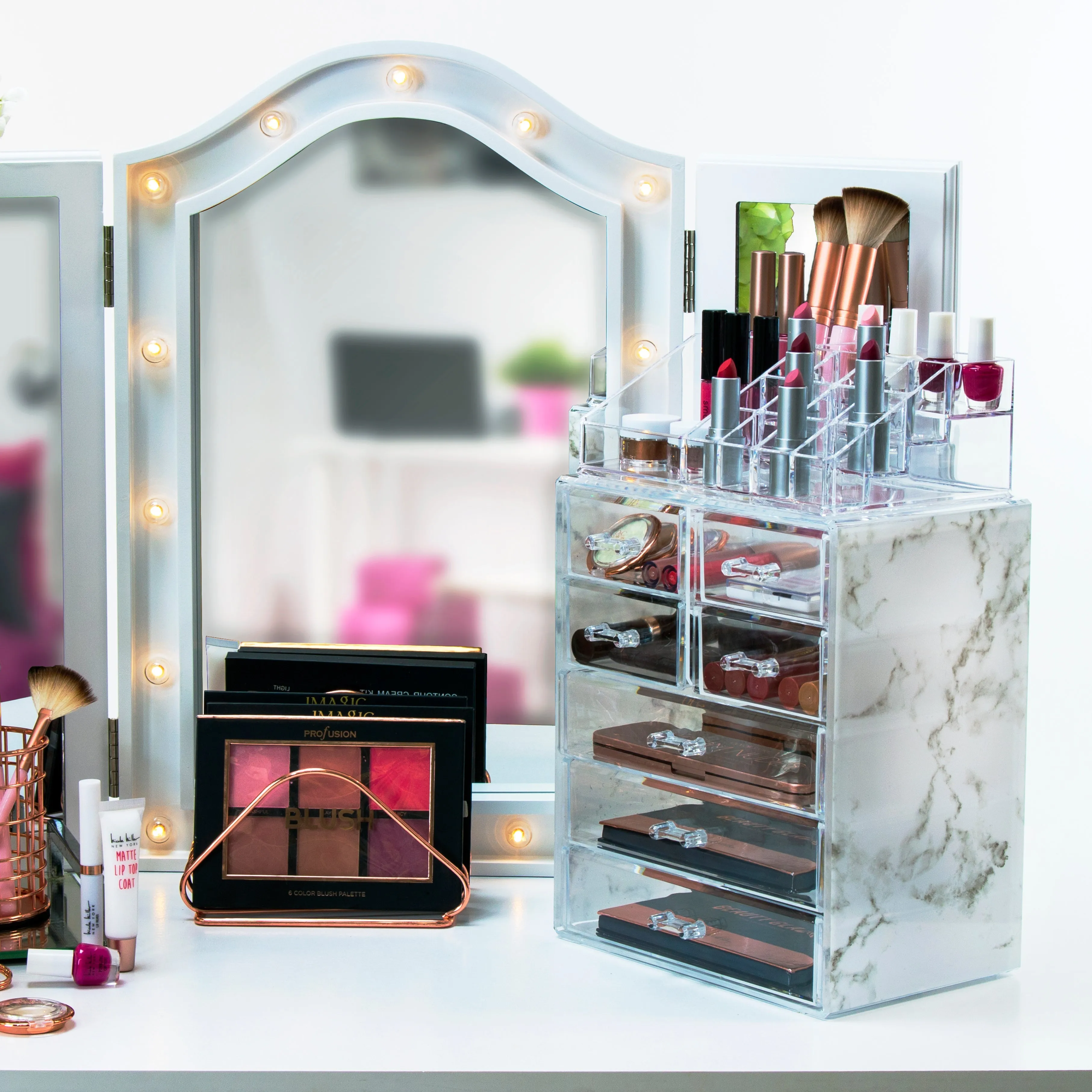 Makeup Organizer Set (7 Drawers Marble)