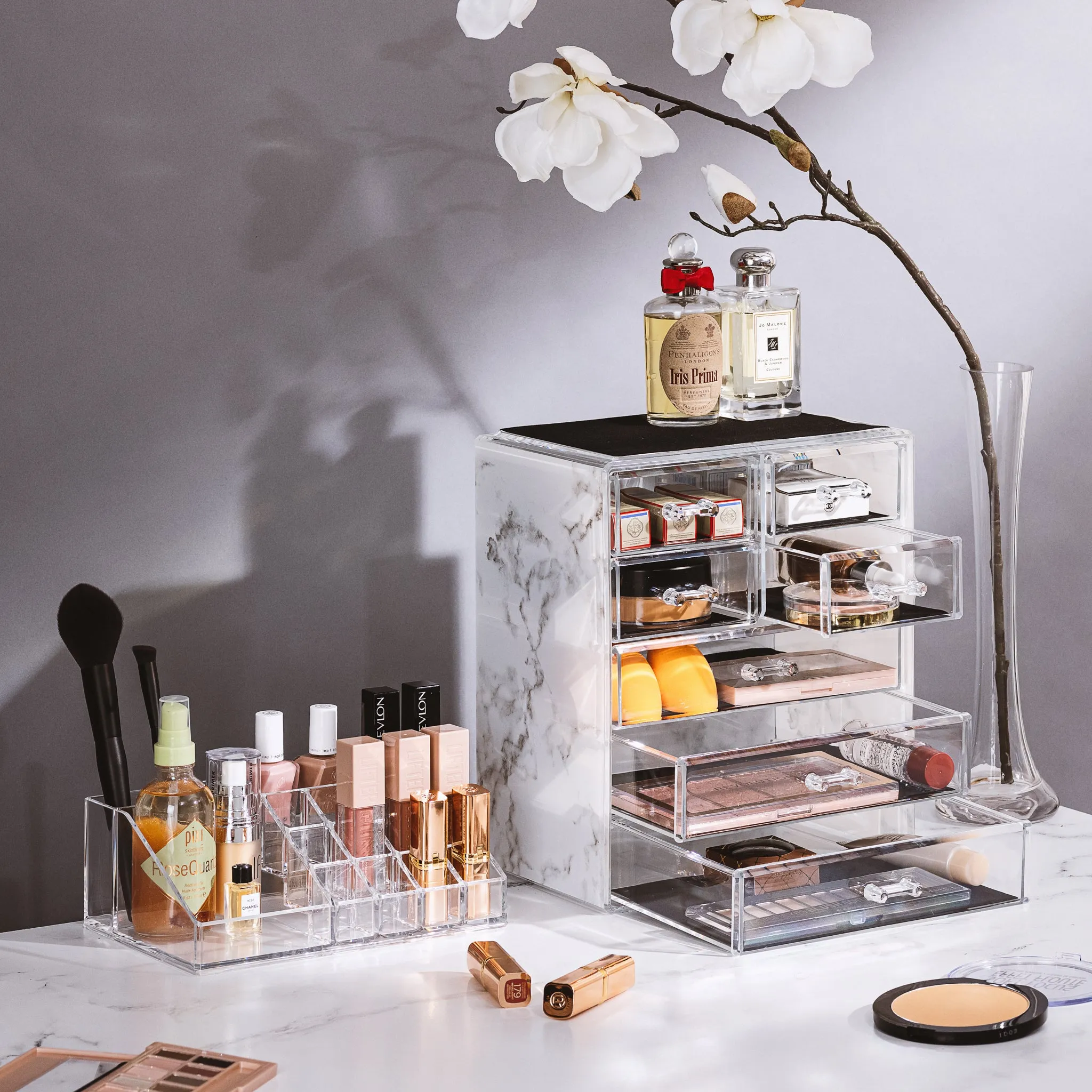 Makeup Organizer Set (7 Drawers Marble)