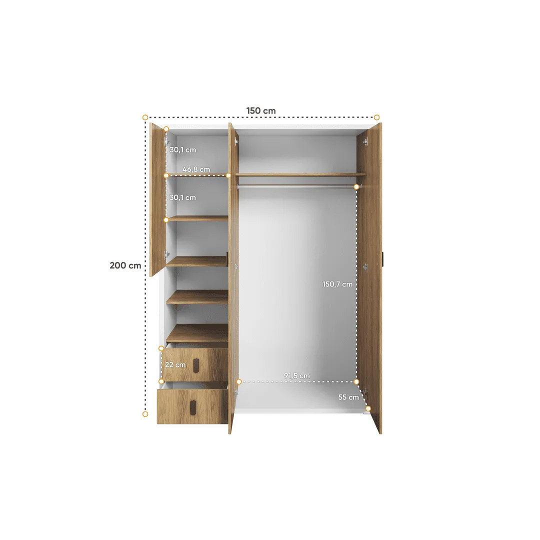 Massi MS-01 Hinged Wardrobe 150cm