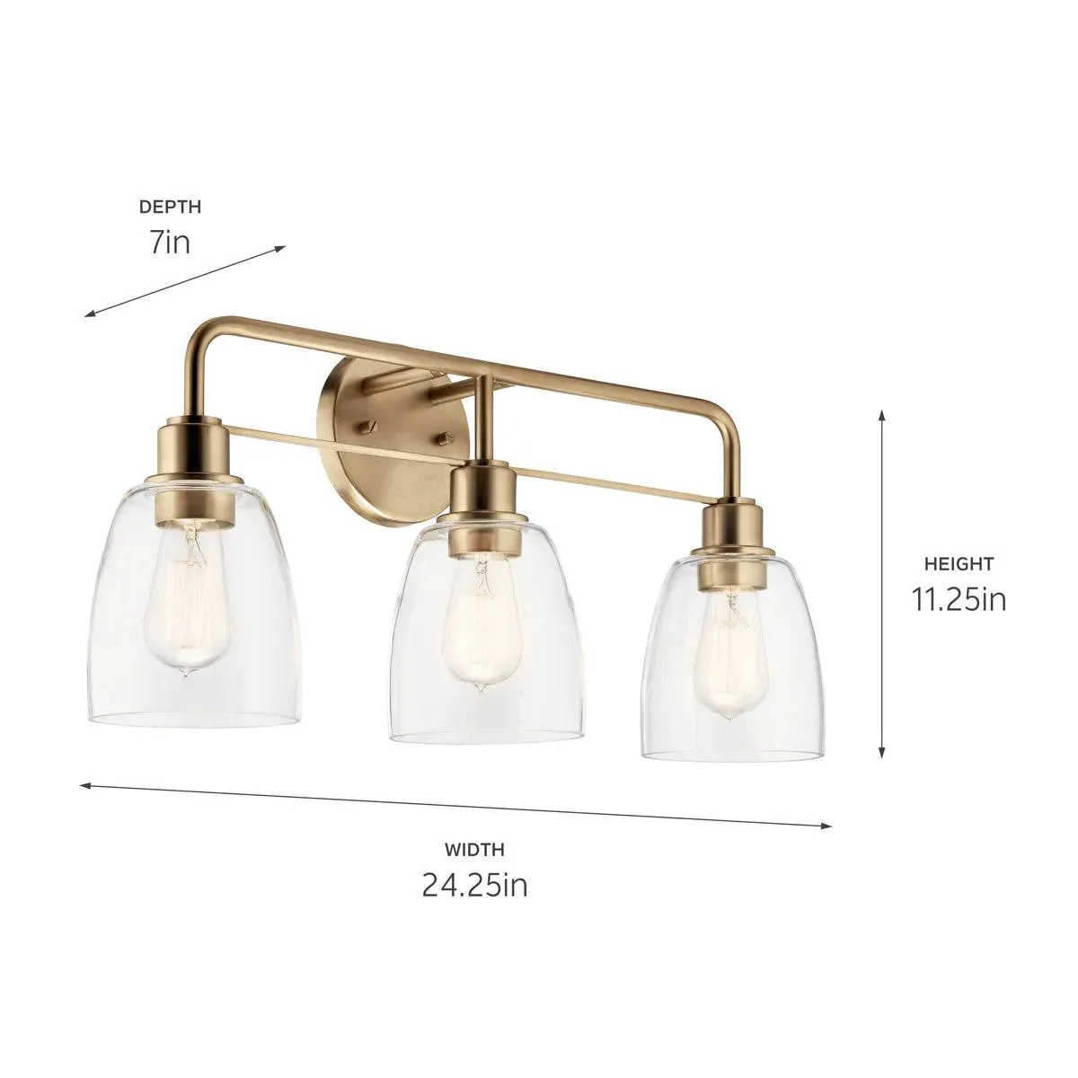 Meller 24 In 3-Lights Bathroom Vanity Light, Bronze Finish