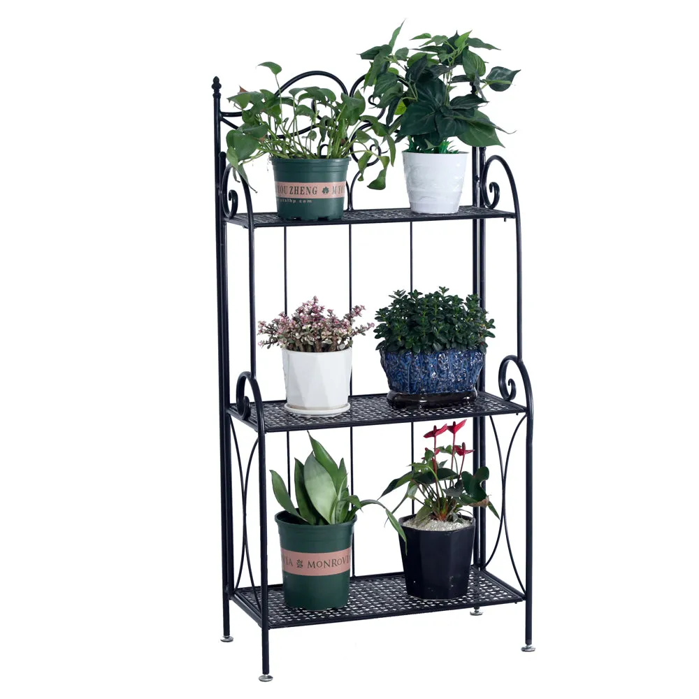 Metal Foldable 3-Tier Plant & Home Décor Display Stand Rack / Book Shelf