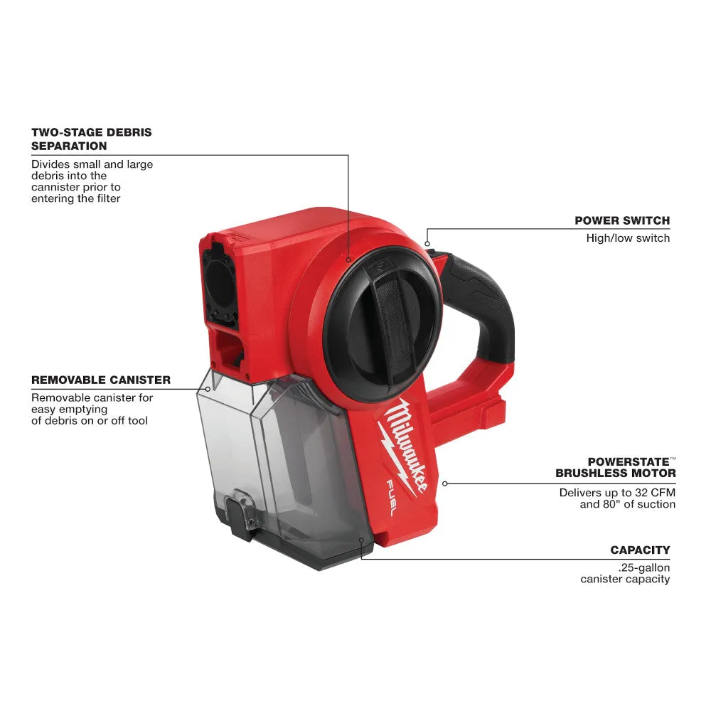 Milwaukee 0940-20 M18 Fuel Compact Vacuum