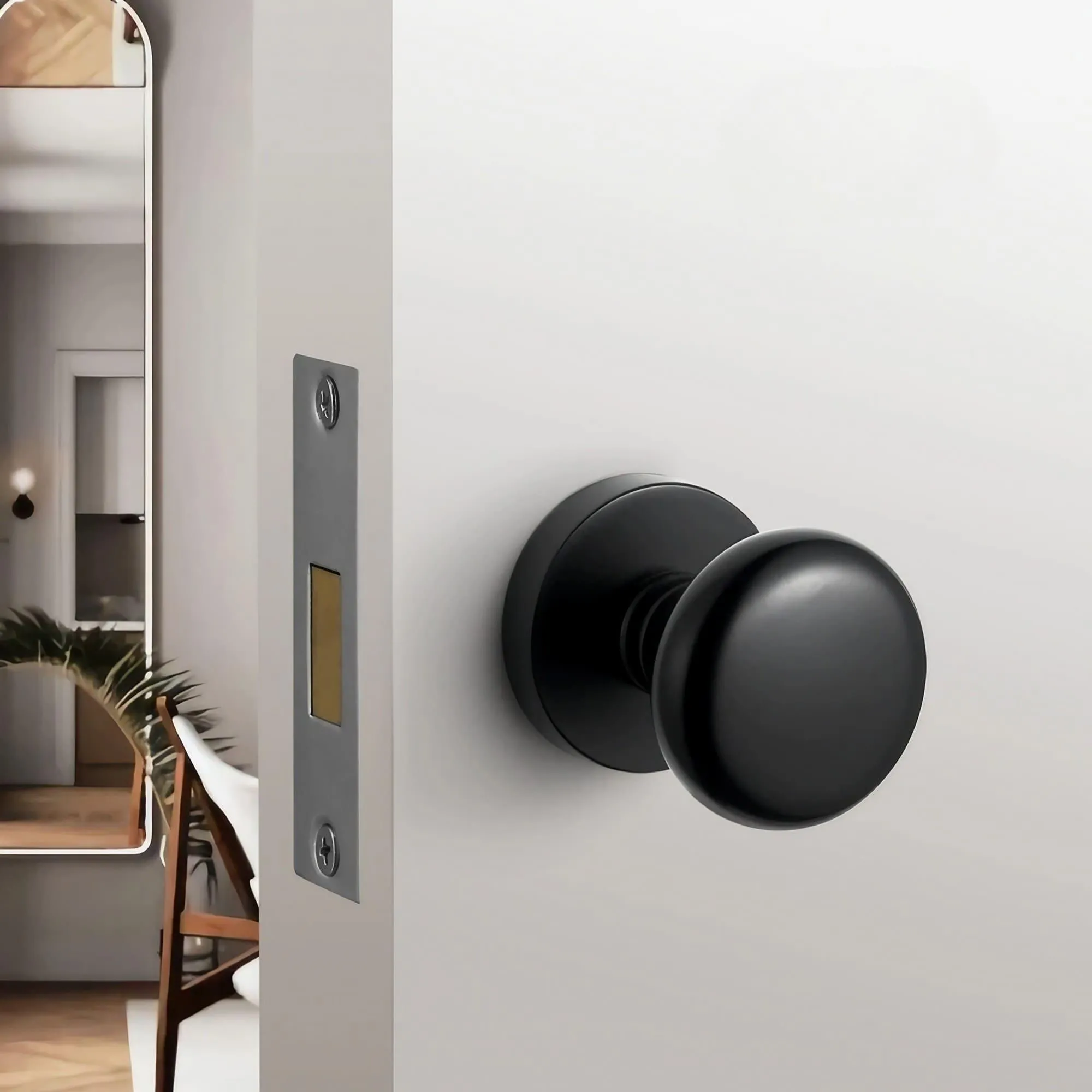 Minimalist Matte Black Door Knobs with Hidden Lock