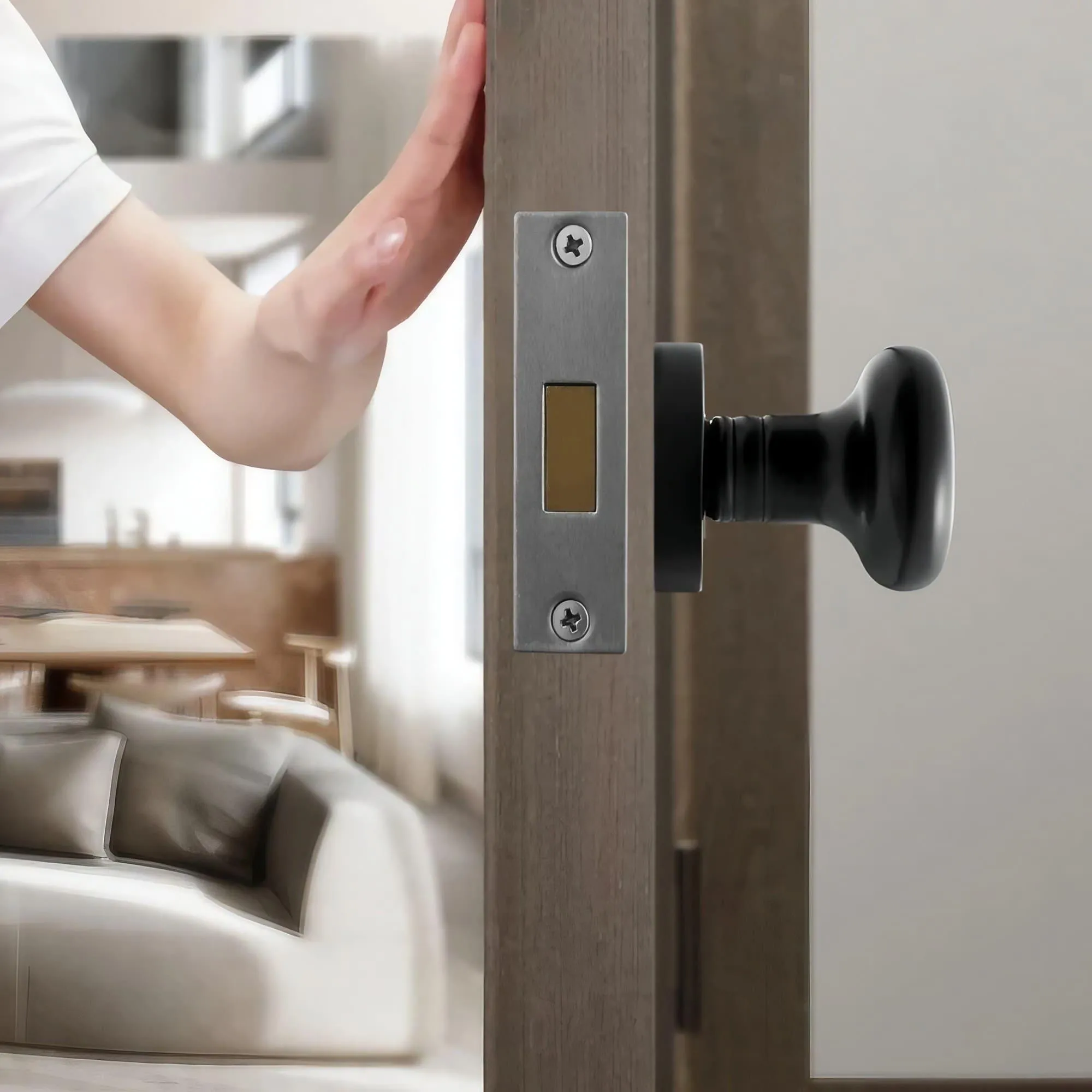 Minimalist Matte Black Door Knobs with Hidden Lock