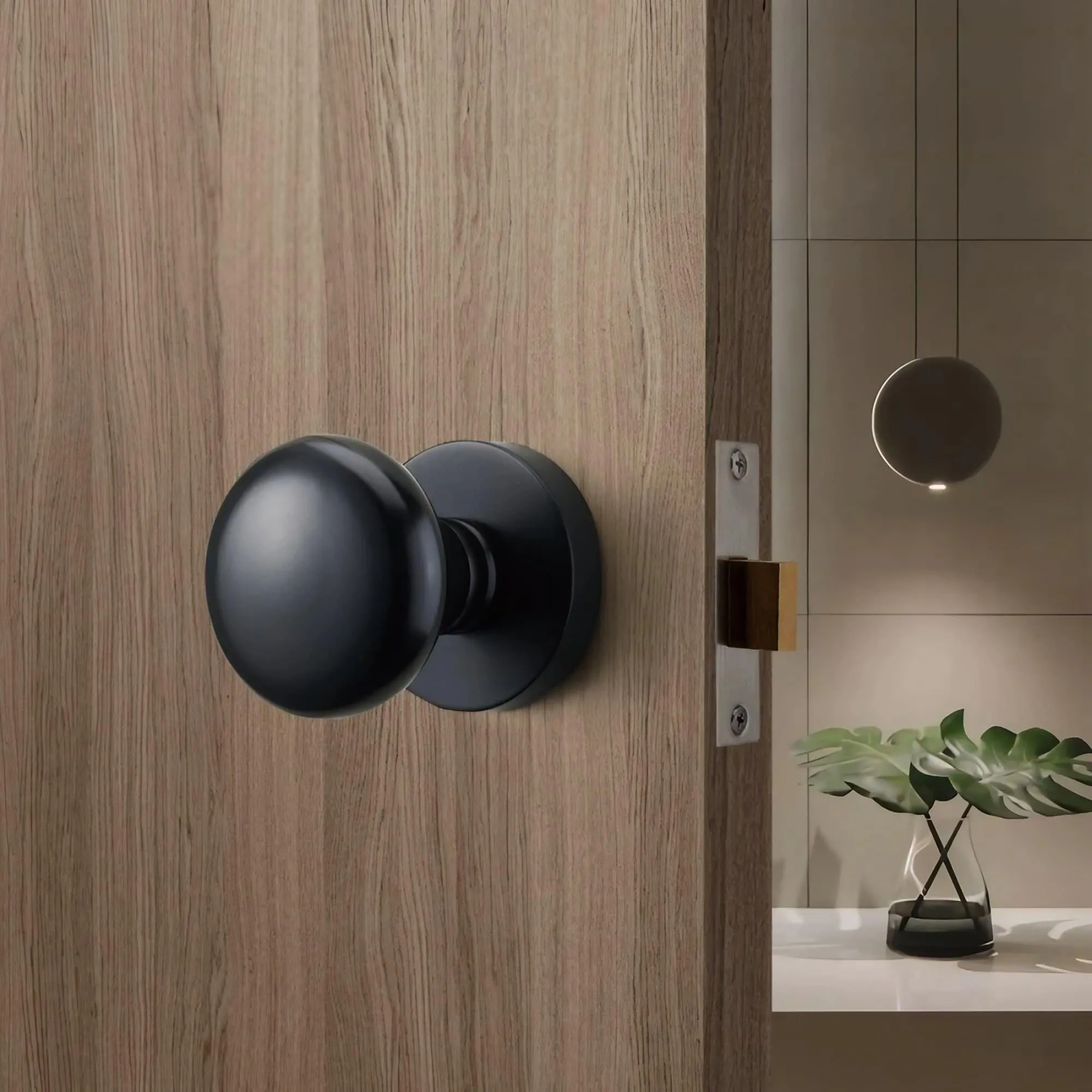 Minimalist Matte Black Door Knobs with Hidden Lock