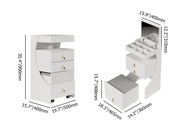 Modern White Makeup Vanity Set with Mirror Mini Dressing Table with Stool